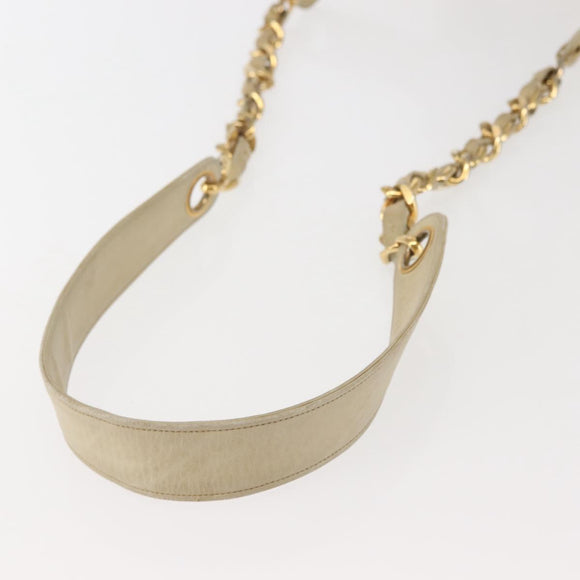 CHANEL Chain Shoulder Bag Lamb Skin Beige Gold CC Auth BA6065