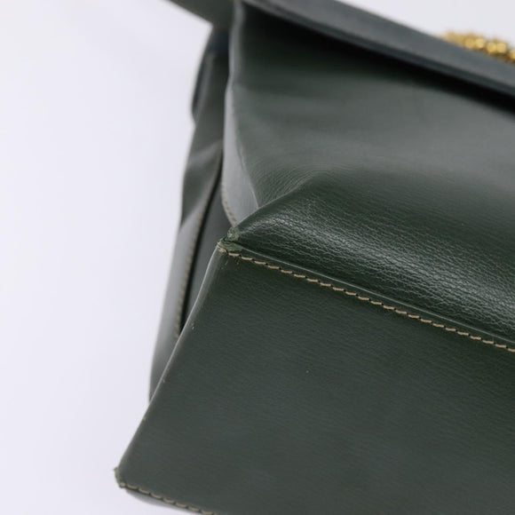 LOEWE Velazquez Hand Bag Suede Leather 2way Green Gold Auth BA6067