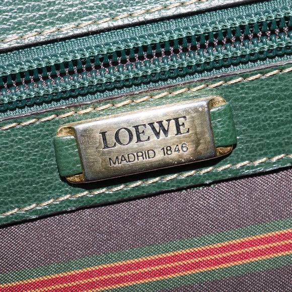 LOEWE Velazquez Hand Bag Suede Leather 2way Green Gold Auth BA6067
