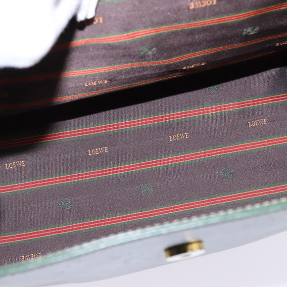 LOEWE Velazquez Hand Bag Suede Leather 2way Green Gold Auth BA6067