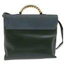 LOEWE Velazquez Hand Bag Suede Leather 2way Green Gold Auth BA6067-2