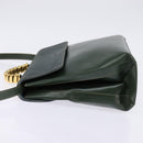 LOEWE Velazquez Hand Bag Suede Leather 2way Green Gold Auth BA6067-3