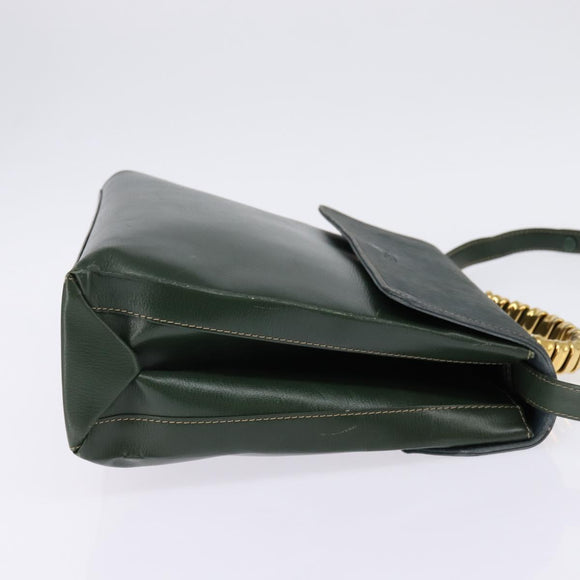 LOEWE Velazquez Hand Bag Suede Leather 2way Green Gold Auth BA6067