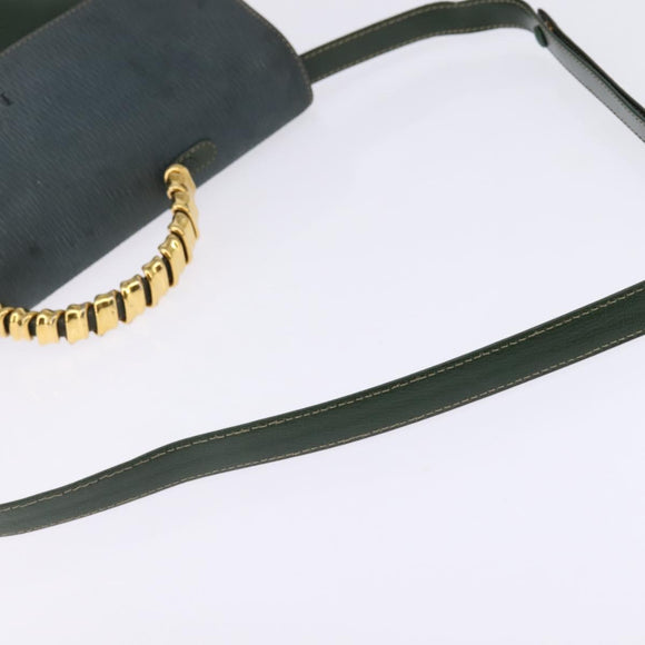 LOEWE Velazquez Hand Bag Suede Leather 2way Green Gold Auth BA6067