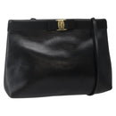 Salvatore Ferragamo Vala Shoulder Bag Leather Black Gold Auth BA6076-1