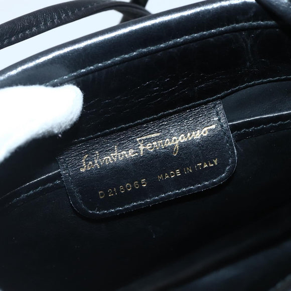 Salvatore Ferragamo Vala Shoulder Bag Leather Black Gold Auth BA6076