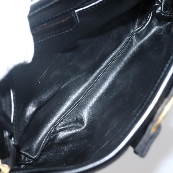 Salvatore Ferragamo Vala Shoulder Bag Leather Black Gold Auth BA6076