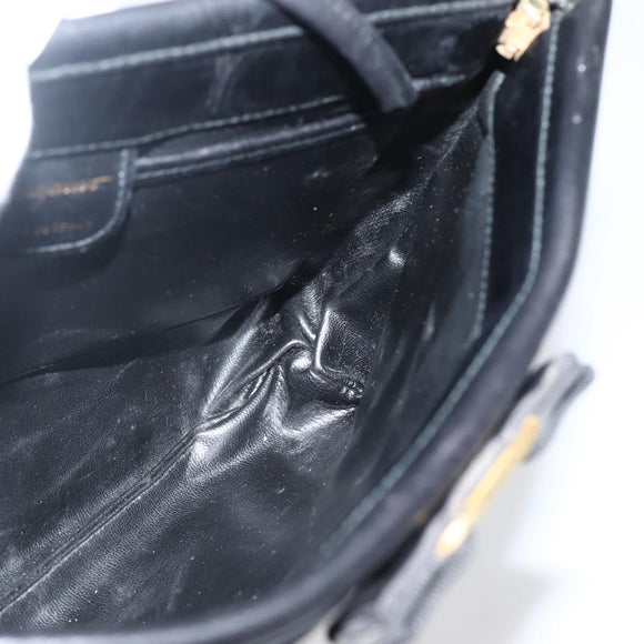 Salvatore Ferragamo Vala Shoulder Bag Leather Black Gold Auth BA6076