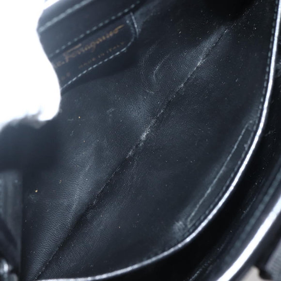 Salvatore Ferragamo Vala Shoulder Bag Leather Black Gold Auth BA6076