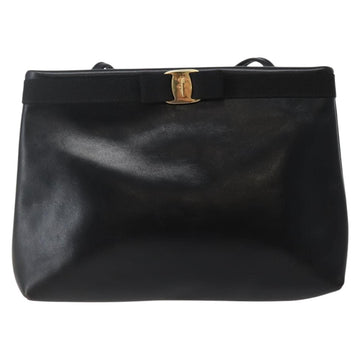 Salvatore Ferragamo Vala Shoulder Bag Leather Black Gold Auth BA6076 - 0