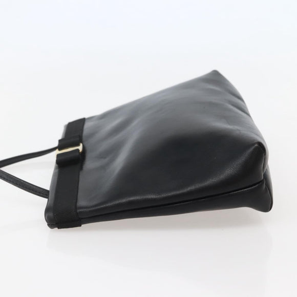 Salvatore Ferragamo Vala Shoulder Bag Leather Black Gold Auth BA6076