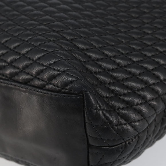 BALLY Hand Bag Leather Black Gold Auth BA6078