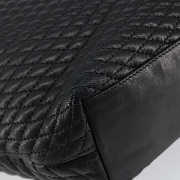 BALLY Hand Bag Leather Black Gold Auth BA6078