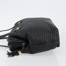 BALLY Hand Bag Leather Black Gold Auth BA6078-4