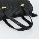 BALLY Hand Bag Leather Black Gold Auth BA6078-7