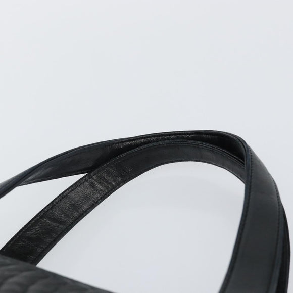 BALLY Hand Bag Leather Black Gold Auth BA6078