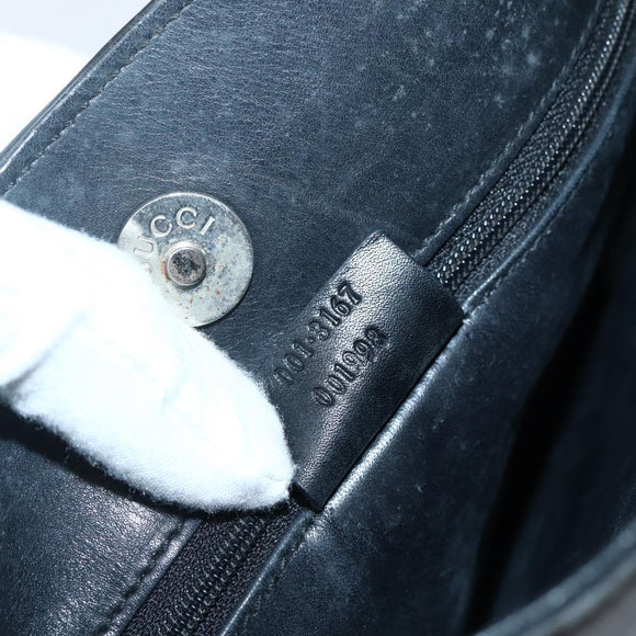 GUCCI Shoulder Bag Leather Black Silver 001 3167 Auth BA6079