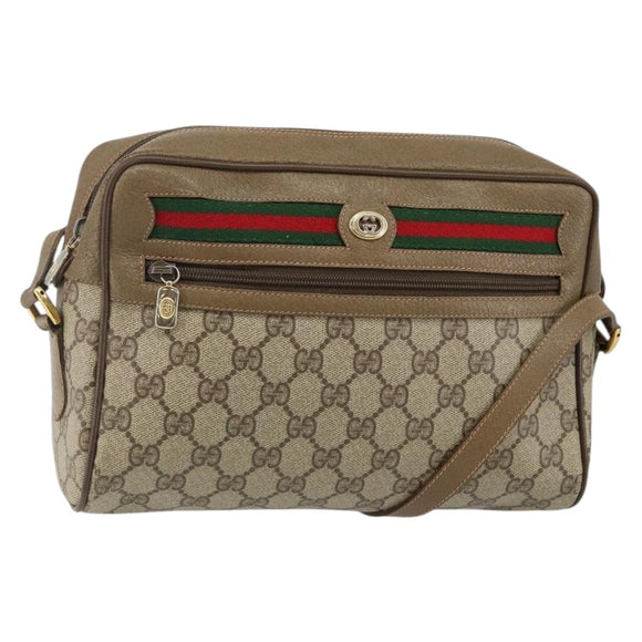 GUCCI GG Supreme Web Sherry Line Shoulder Bag PVC Beige 119 02 088 Auth BA6080