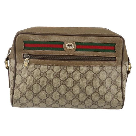 GUCCI GG Supreme Web Sherry Line Shoulder Bag PVC Beige 119 02 088 Auth BA6080
