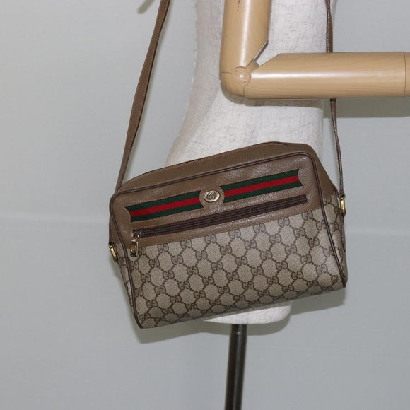 GUCCI GG Supreme Web Sherry Line Shoulder Bag PVC Beige 119 02 088 Auth BA6080