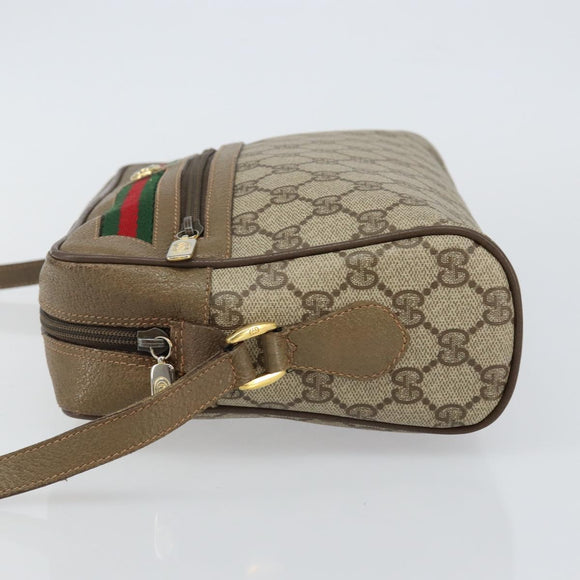 GUCCI GG Supreme Web Sherry Line Shoulder Bag PVC Beige 119 02 088 Auth BA6080