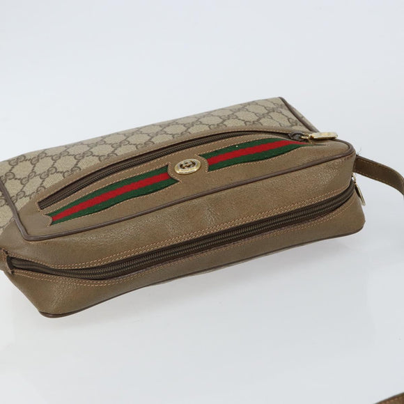GUCCI GG Supreme Web Sherry Line Shoulder Bag PVC Beige 119 02 088 Auth BA6080