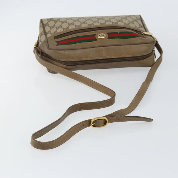 GUCCI GG Supreme Web Sherry Line Shoulder Bag PVC Beige 119 02 088 Auth BA6080