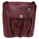 CARTIER Shoulder Bag Leather Bordeaux Gold Auth BA6081-1