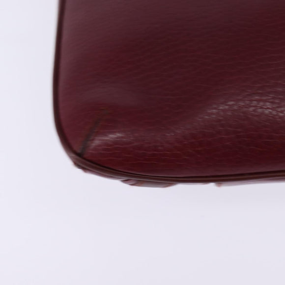 CARTIER Shoulder Bag Leather Bordeaux Gold Auth BA6081