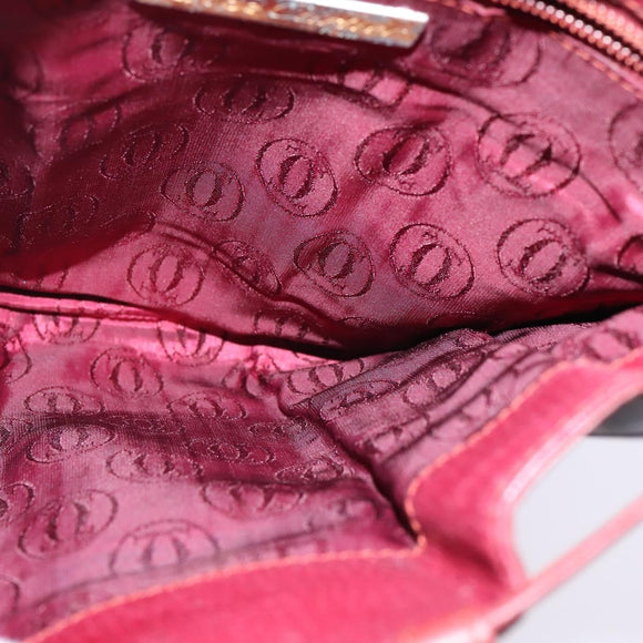 CARTIER Shoulder Bag Leather Bordeaux Gold Auth BA6081