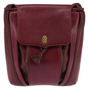 CARTIER Shoulder Bag Leather Bordeaux Gold Auth BA6081-2