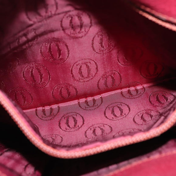 CARTIER Shoulder Bag Leather Bordeaux Gold Auth BA6081