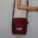 CARTIER Shoulder Bag Leather Bordeaux Gold Auth BA6081-22