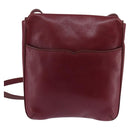 CARTIER Shoulder Bag Leather Bordeaux Gold Auth BA6081-3