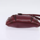 CARTIER Shoulder Bag Leather Bordeaux Gold Auth BA6081-9