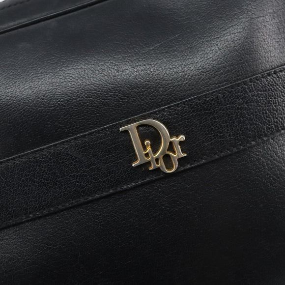 Christian Dior Shoulder Bag Leather Navy Gold Auth BA6082