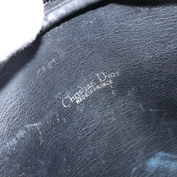 Christian Dior Shoulder Bag Leather Navy Gold Auth BA6082