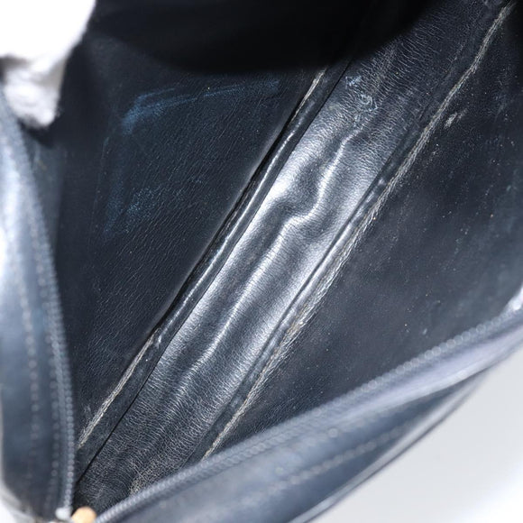 Christian Dior Shoulder Bag Leather Navy Gold Auth BA6082