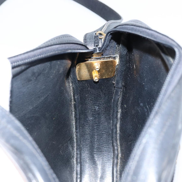 Christian Dior Shoulder Bag Leather Navy Gold Auth BA6082