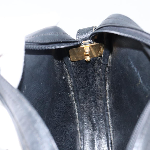 Christian Dior Shoulder Bag Leather Navy Gold Auth BA6082