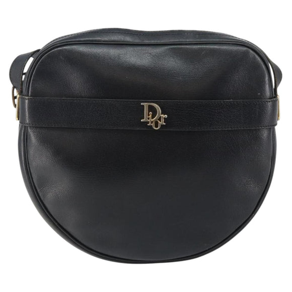 Christian Dior Shoulder Bag Leather Navy Gold Auth BA6082