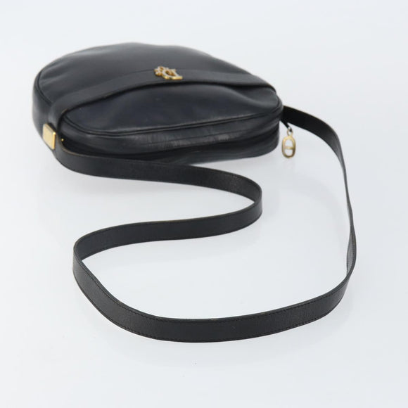 Christian Dior Shoulder Bag Leather Navy Gold Auth BA6082