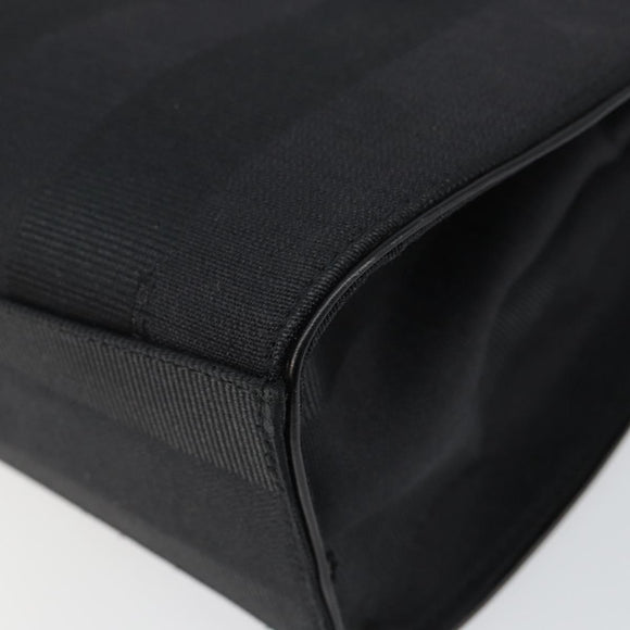 FENDI Pecan Canvas Hand Bag Black Gold Auth BA6083