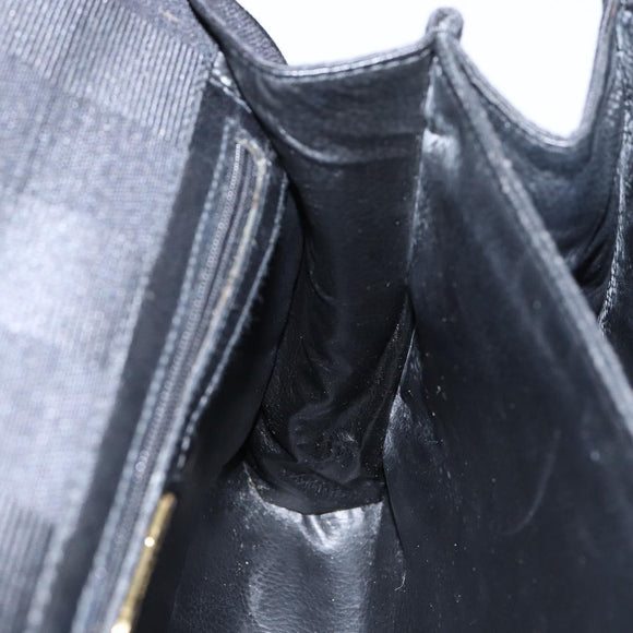 FENDI Pecan Canvas Hand Bag Black Gold Auth BA6083