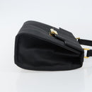 FENDI Pecan Canvas Hand Bag Black Gold Auth BA6083-4