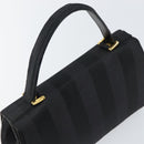 FENDI Pecan Canvas Hand Bag Black Gold Auth BA6083-6