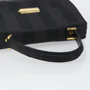 FENDI Pecan Canvas Hand Bag Black Gold Auth BA6083-7