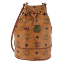 MCM Logogram Vicetos Shoulder Bag PVC Leather Brown Gold Auth BA6085-1