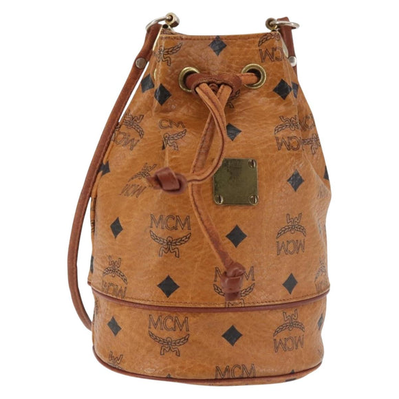 MCM Logogram Vicetos Shoulder Bag PVC Leather Brown Gold Auth BA6085