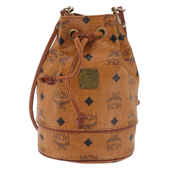 MCM Logogram Vicetos Shoulder Bag PVC Leather Brown Gold Auth BA6085